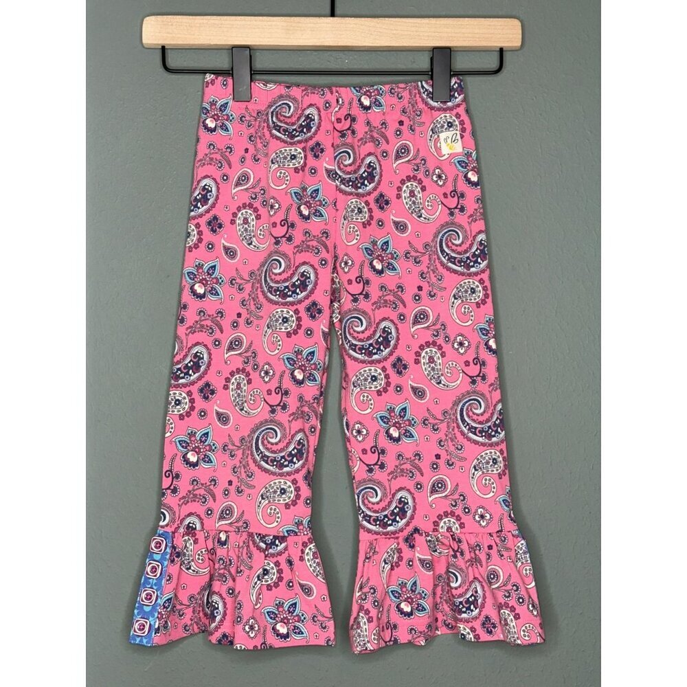 Wild Flowers Little Girls 2 Paisley Ruffle Bottom Flare Stretch Pull-On Pants